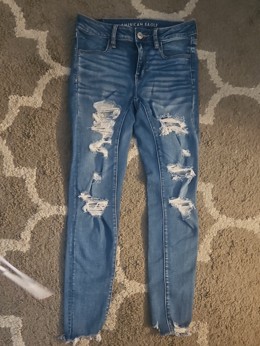 American Eagle Outfitters Blue Ripped Skinny Jeans